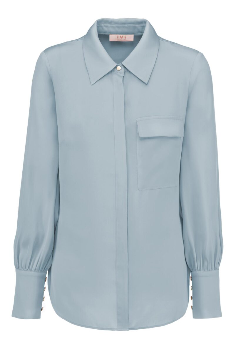 SOLID SILK Shirt Blouse steel blue – IVI GmbH