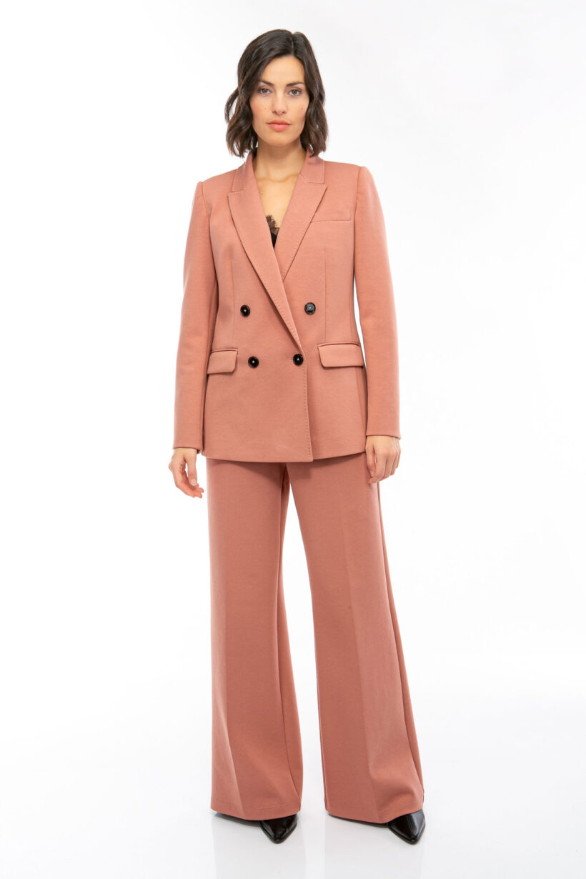 25108013_1 IVI collection SOLID JERSEY hochwertige Buntfaltenhose in den Farben rose aus der Resort25 Kollektion. IVI collection SOLID JERSEY high-quality pleated trouser in rose from the Resort25 collection.