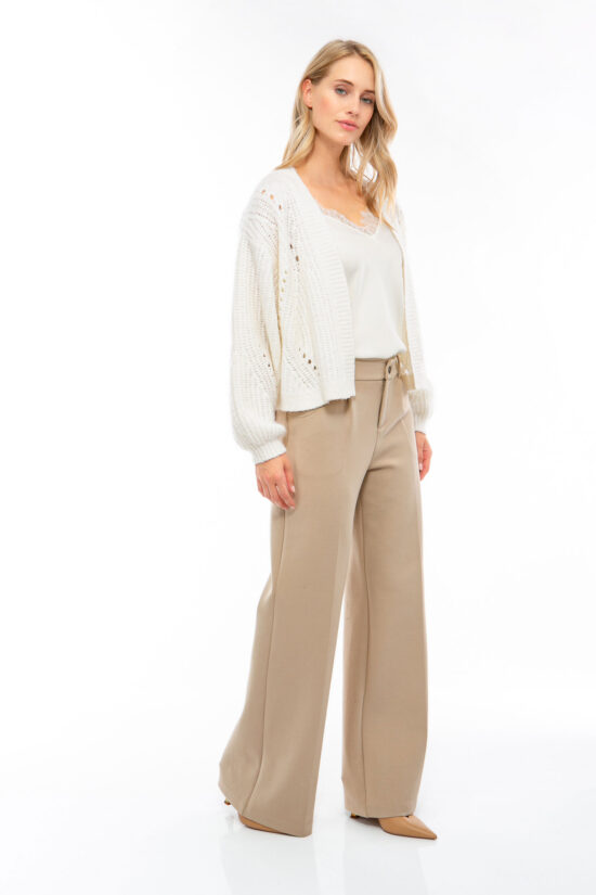 IVI collection SOLID JERSEY hochwertige Buntfaltenhose in den Farben taupe aus der Resort25 Kollektion. IVI collection SOLID JERSEY high-quality pleated trousers in taupe from the Resort25 collection.