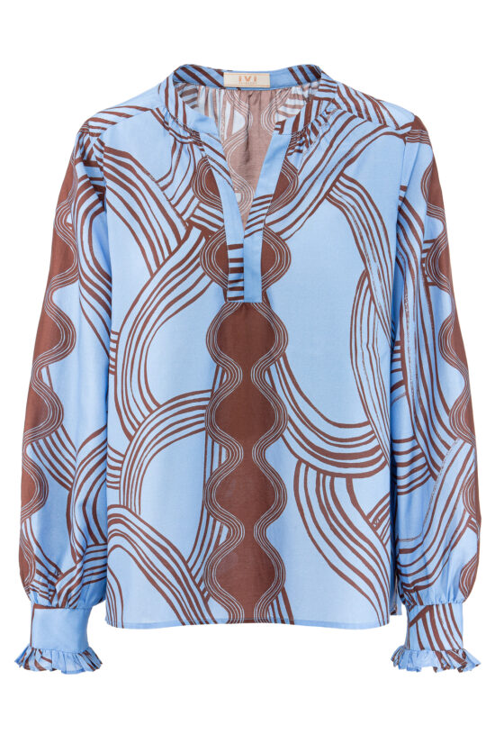 LINES BLUE Bluse aus Baumwoll-Voile