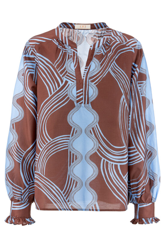 LINES BROWN Bluse aus Baumwoll-Voile