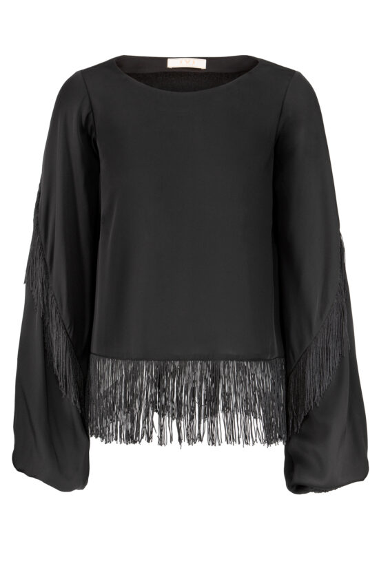 FRINGES Seidenbluse schwarz