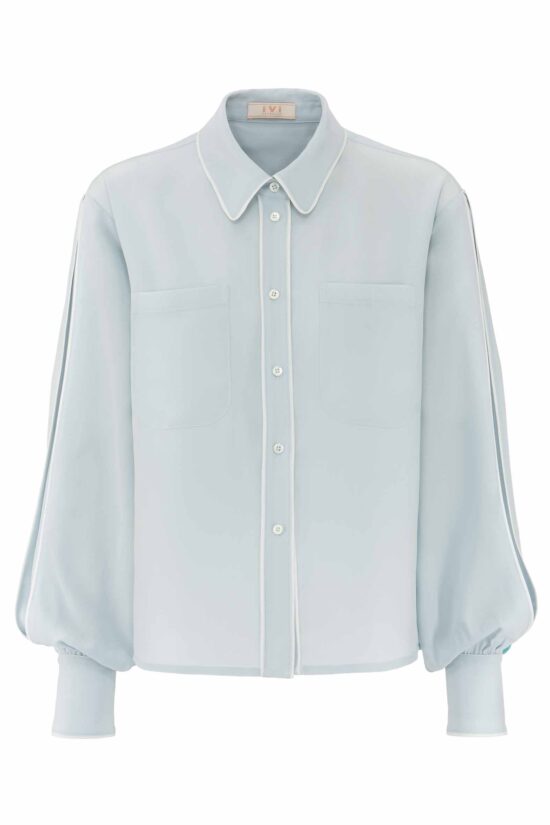 CONTRAST SILK Hemdbluse bleue