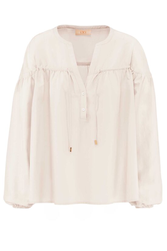 Produktbild: COTTON SILK Bluse in A-Silhouette aus einem edlen Baumwoll-Seiden-Voile mit leichtem Glanz in ivory.