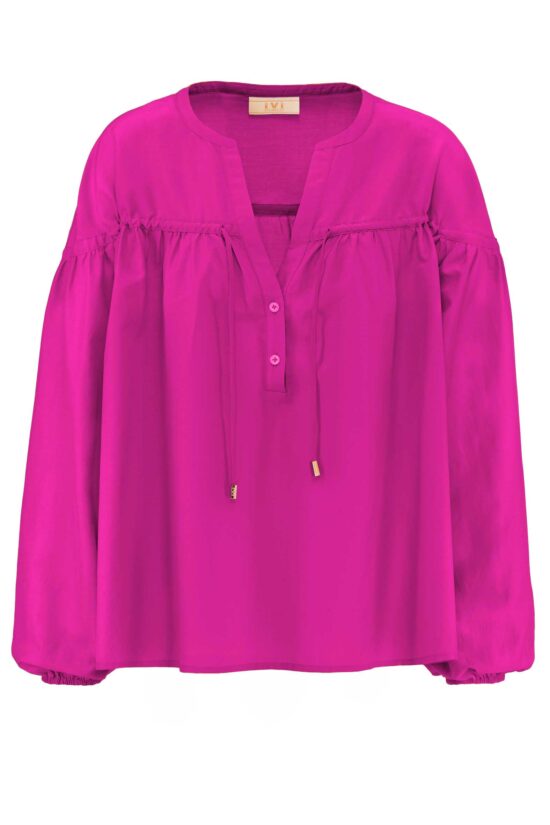 Produktbild: COTTON SILK Bluse in A-Silhouette aus einem edlen Baumwoll-Seiden-Voile mit leichtem Glanz in light berry.