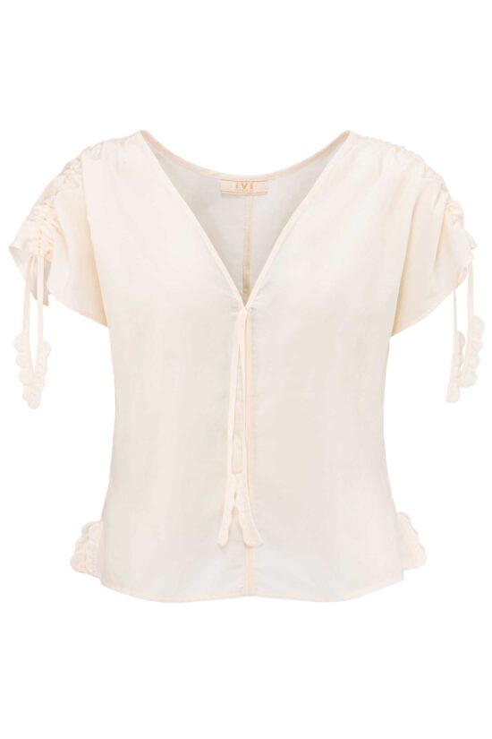 Produktbild: COTTON SILK Sommerliches Top aus edlem Baumwoll-Seiden-Voile mit leichtem Glanz in ivory.