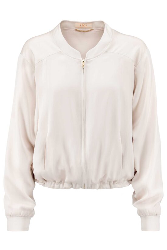 Produktbild: SOLID SILK Seidenblouson in off white.