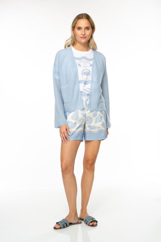 Produktbild: SOLID KNIT Kaschmir Cardigan in bleue. Bild von vorne.