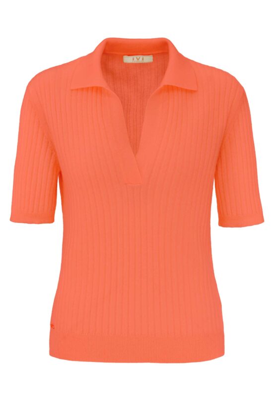 Produktbild: SOLID KNIT Kaschmir Poloshirt in koralle.