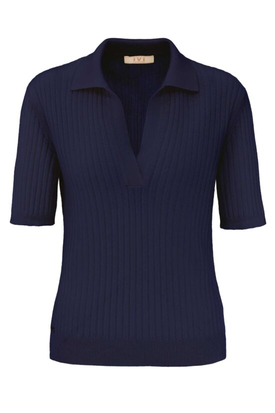 Produktbild: SOLID KNIT Kaschmir Poloshirt in midnight blau.