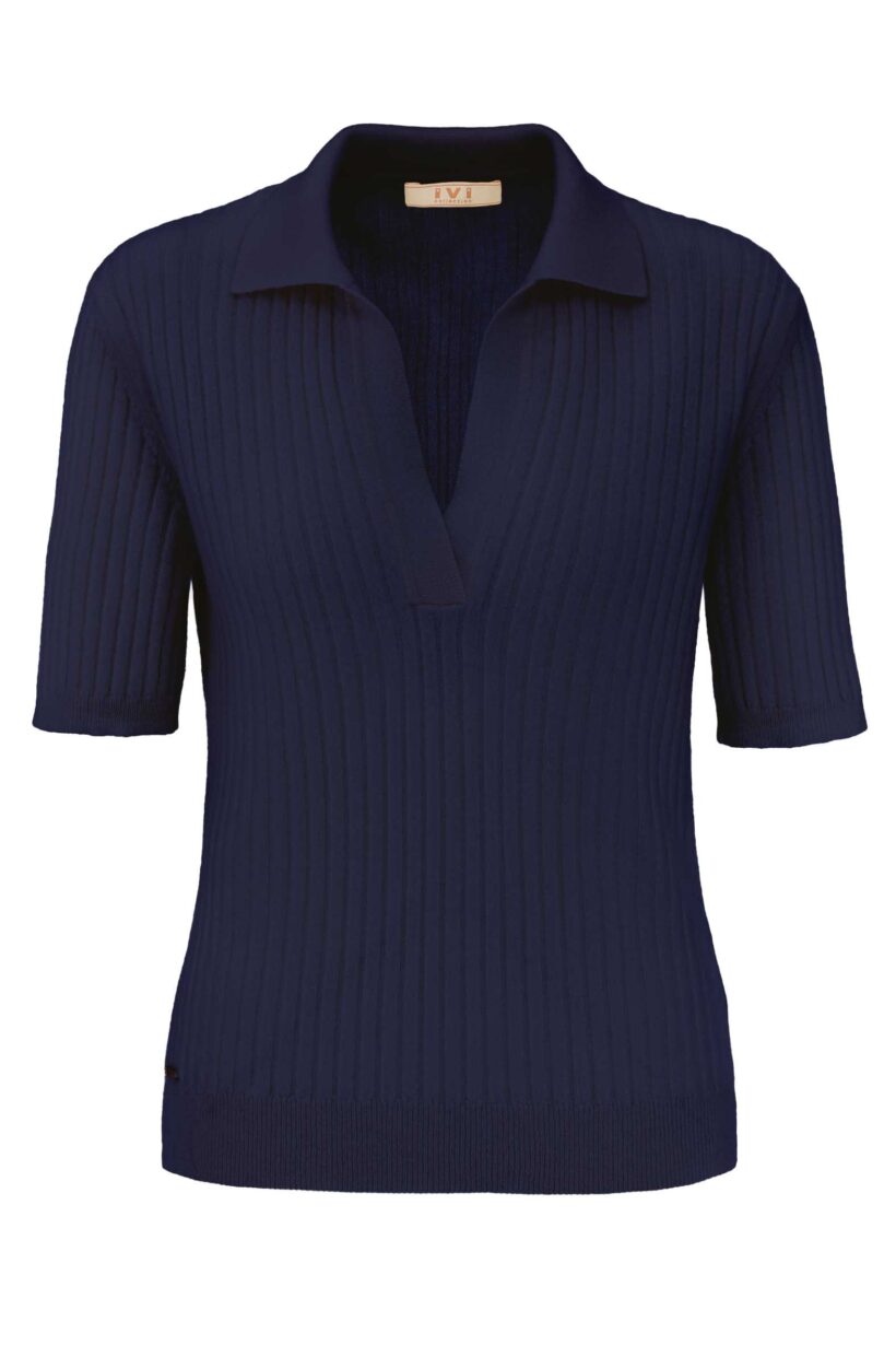 SOLID KNIT Polo Shirt, midnight - IVI GmbH