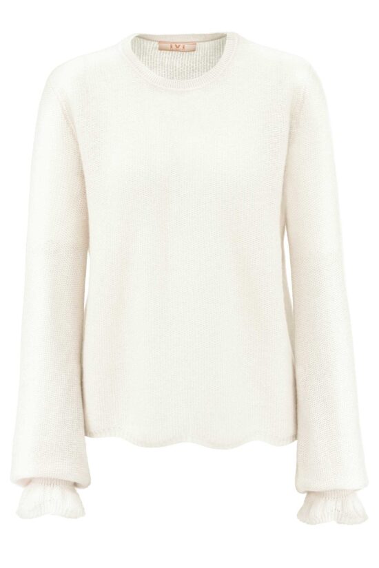 Produktbild: SOLID KNIT Kaschmir Pullover in off white.