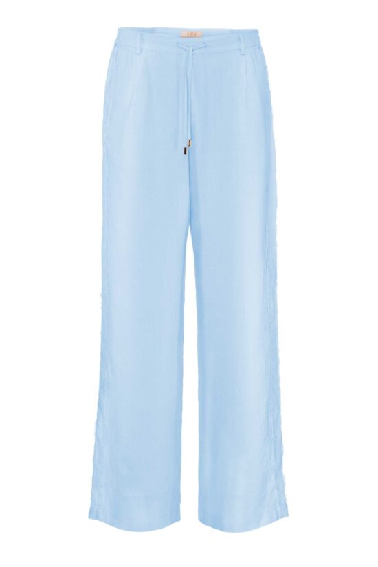 Produktbild: SOLID LINEN Leinenhose mit weitem Bein in himmelblau.