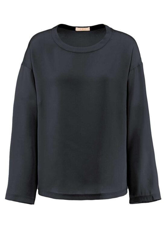 Produktbild: SOLID SILK Seidenbluse in midnight blau.