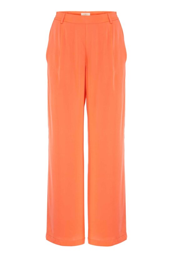 Produktbild: SOLID SILK Seidenhose mit weitem Bein in koralle.