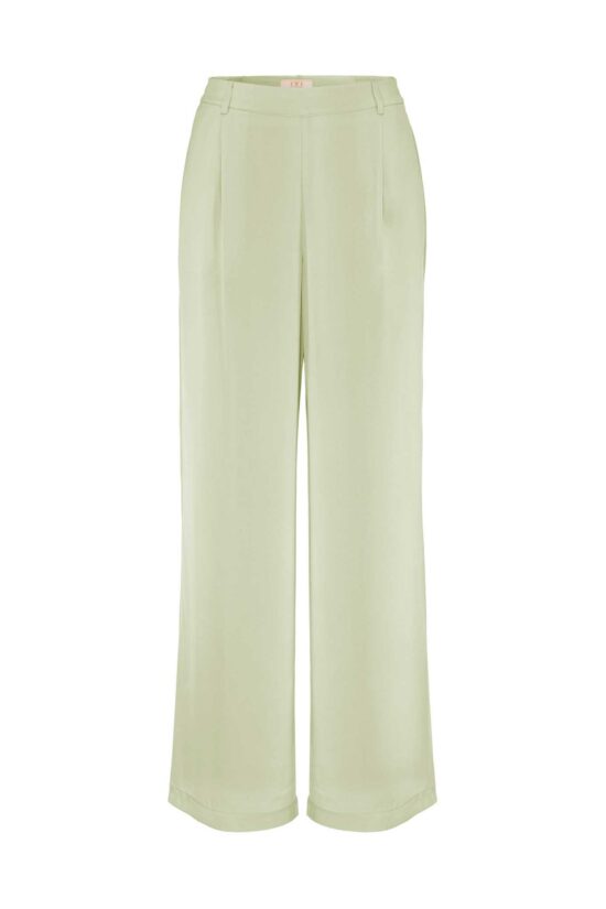 Produktbild: SOLID SILK Seidenhose mit weitem Bein in salbei.