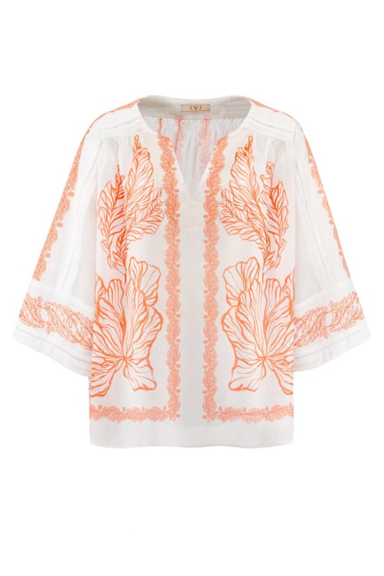 Produktbild: Tunika aus Baumwolle mit Lochstickereien und platziertem Print.