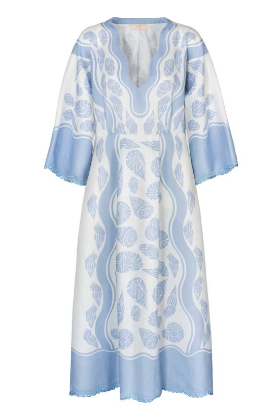 Produktbild: Midilanges Blusenkleid aus luftigem Leinen mit Muschelprint