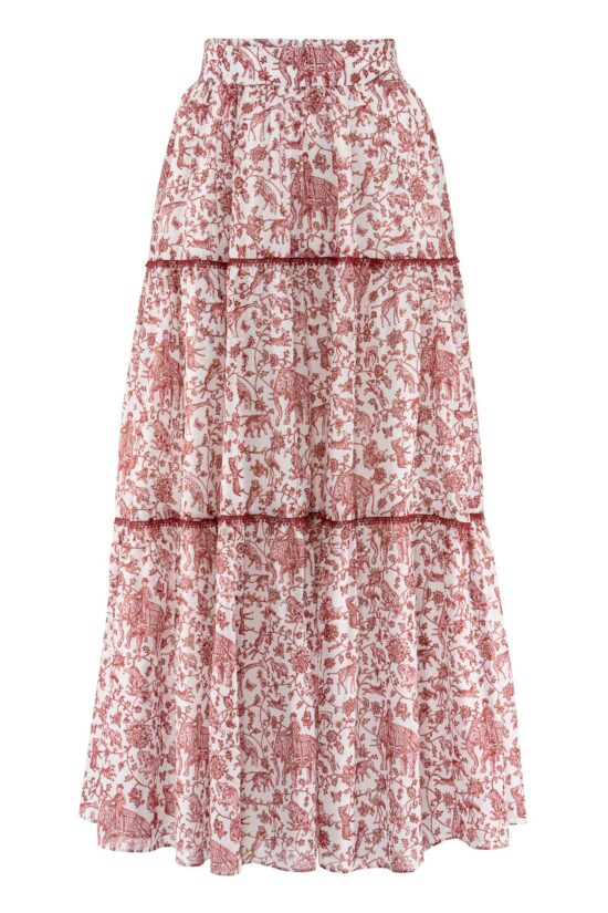 Produktbild: WILDLIFE Rock mit bordeauxfarbenen Print auf hellem Hintergrund.