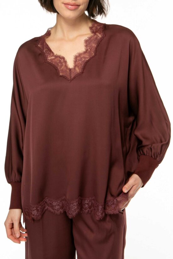 SOLID LACE Tunika, burgundy