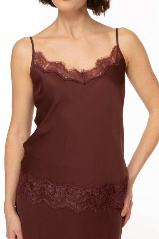 SOLID LACE Top mit Spitze, burgundy