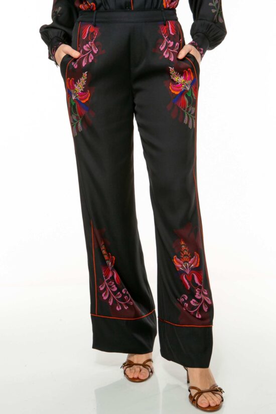 TEMPLE FLOWER Seidenhose, midnight
