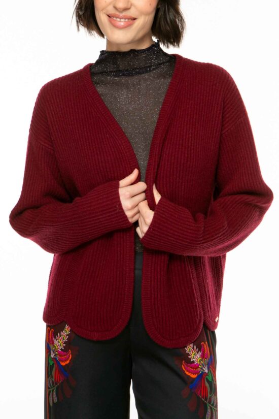 MERINO KNIT Cardigan, burgundy