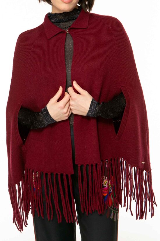 MERINO KNIT Cape, burgundy