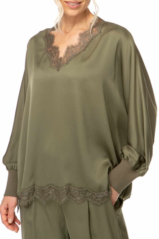 SOLID LACE Tunika, olive
