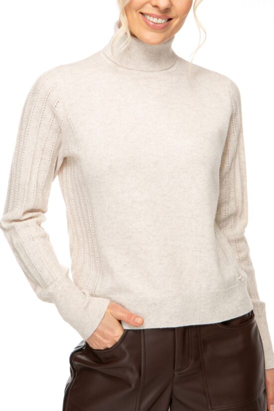 SOLID KNIT Rollkragen Pullover, light sand