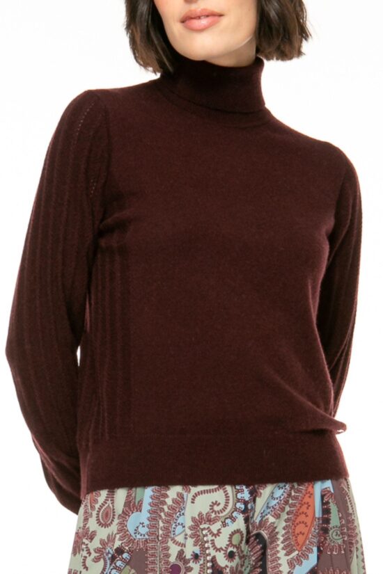 SOLID KNIT Rollkragen Pullover, bordeaux