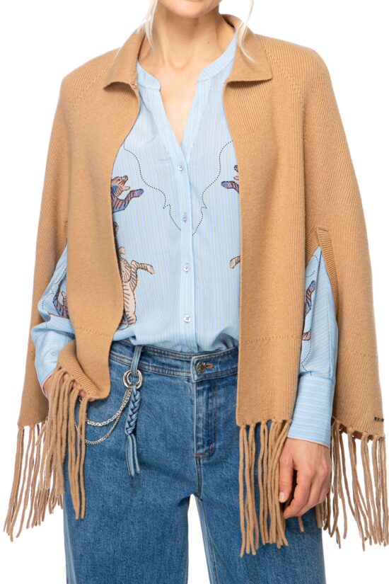 MERINO KNIT Cape, camel