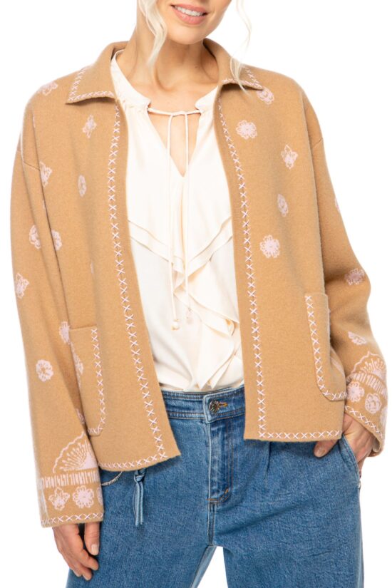 PASTEL PALM Cardigan, camel
