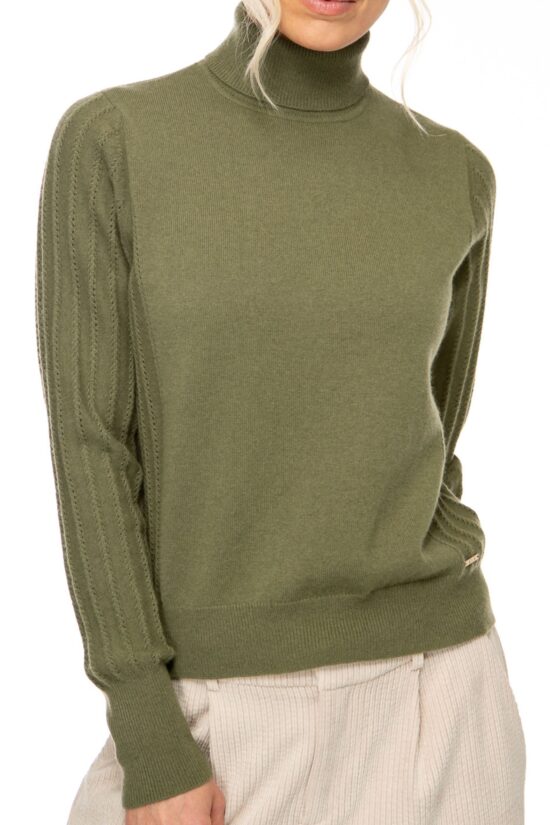 SOLID KNIT Rollkragen Pullover, olive