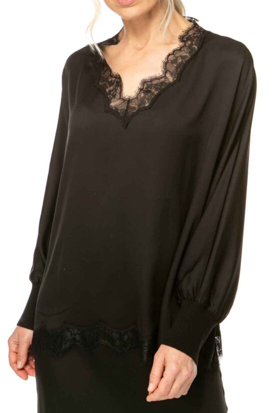 SOLID LACE Tunika, schwarz