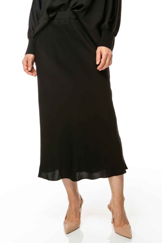 SOLID SILK Midirock, schwarz