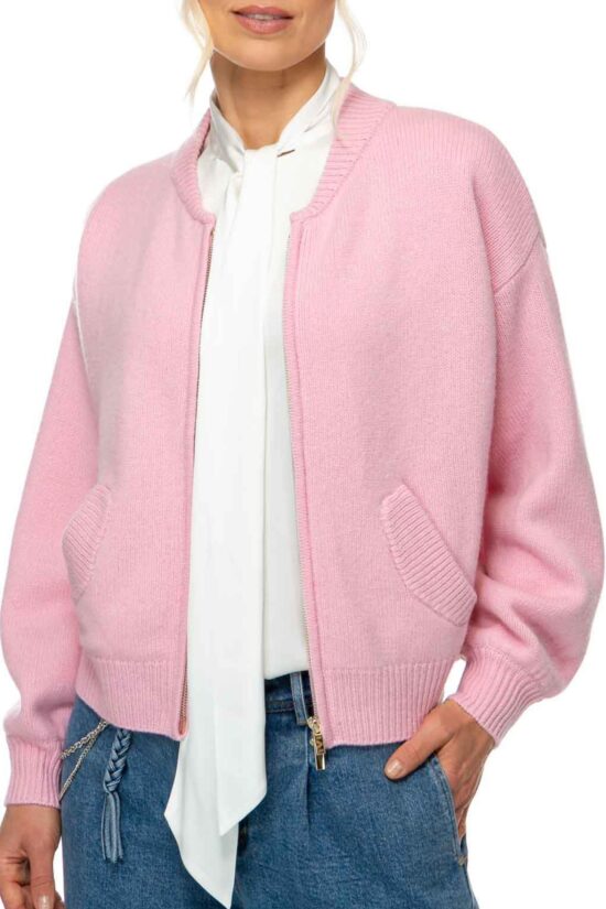 SOLID KNIT Bomberjacke, light raspberry