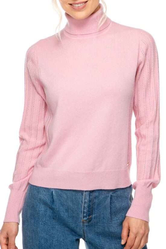 SOLID KNIT Rollkragen Pullover, light raspberry