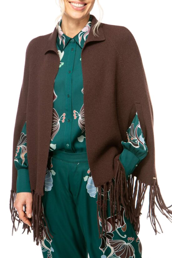 MERINO KNIT Cape, braun