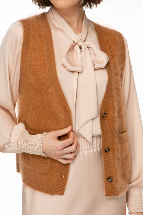 BRUSHED CASHMERE Weste, camel