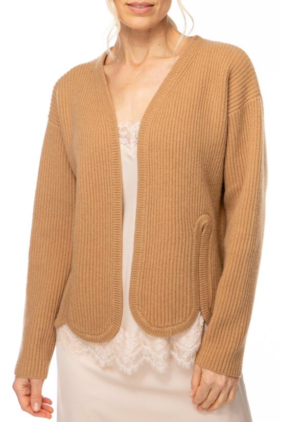 MERINO KNIT Cardigan, camel