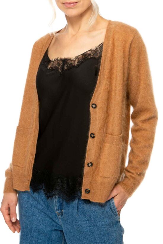 BRUSHED CASHMERE Cardigan, camel